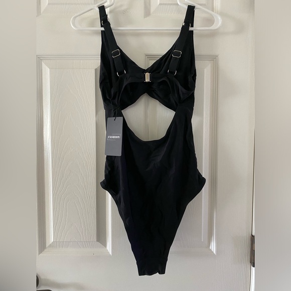 Womens One Piece Swimsuit Ruched Tummy Control High Cut Backless V Neck - Picture 2 of 4